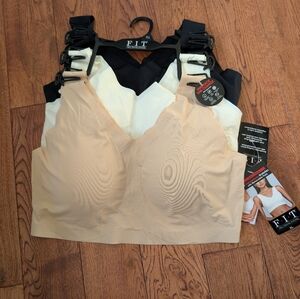 F.I.T. Set Of 3 Menopause Bralettes W/ Removable Pads Firm Control Size XL